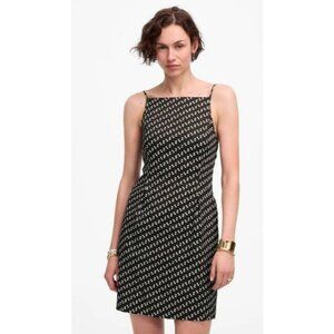 Madewell High-Neck Mini Dress in Dot Women's Size 00 in Soft Charcoal NWT!